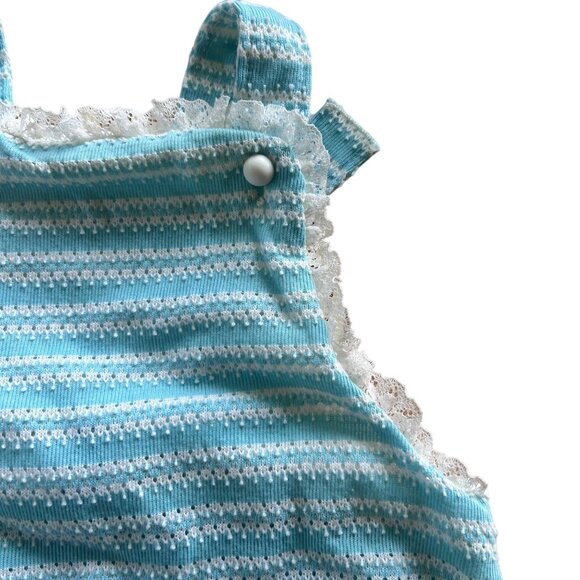 Vintage Carter's Pastel Blue Pointelle Romper 12 Months - Picture 2 of 5